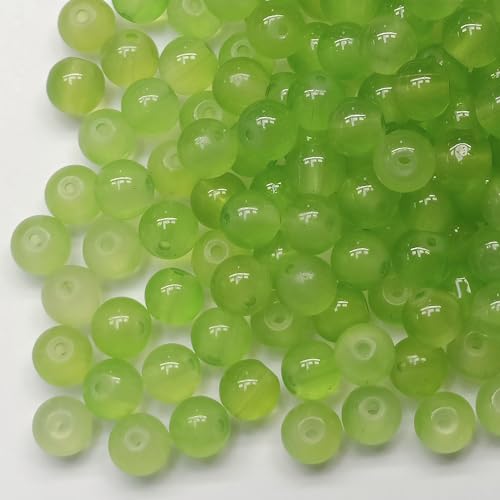 200PCS Glass Beads 8mm Glass Beads for Bracelets Necklaces Jewelry Making DIY Crafts (Light Green) - color: 1Light Green