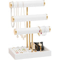 Abiglifty 3 Tier Necklace Holder Display, Jewelry Organizer, Jewelry Stand, Bracelet Display, Necklace Organizer, Bracelet holder, Jewelry Display for Necklace, Watches, Rings, white - color: white