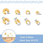 UNICRAFTALE 120pcs 4 Sizes Stainless Steel Crimp Beads 3/4/5/6mm - Golden Half Round Open Knot Covers for DIY Bracelet Necklace Jewelry Making - size: 4 Sizes
