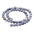 HARFINGTON 50pcs Natural Stone Beads 6mm Blue Spot Round Gemstone Stone Loose Beading Real Genuine Smooth Balls Bead for Jewelry Making Bracelets Necklace Earrings DIY - color: Blue Spot, size: 6mm