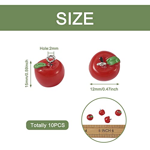 Craftdady Fruit Dangle Charms Pendants Cute Resin Food Pendants Apple Orange Pineapple Strawberry Pendants Lovely Vegetable Mushroom Charms for DIY Craft Earring Bracelet Necklace Jewelry Making - color: Red, Apple