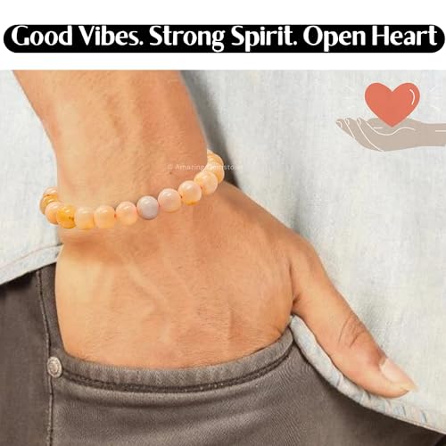 Amazing Gemstone Canadian Flower Agate Bracelet for Women Men's Gifts - Protection Healing Crystal Bracelet - 8mm Gemstone Beaded Adjustable Bracelet Pulseras Para Hombres Mujer Stocking Stuffers - color: Canadian Flower Agate