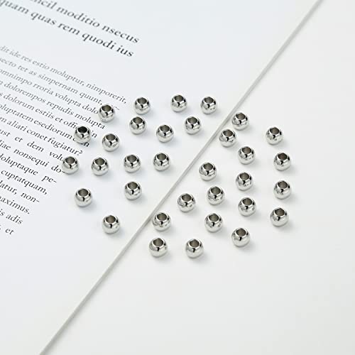 60 Pcs 304 Stainless Steel Smooth Round Spacer Beads 3mm Hole,Seamless Loose Beads for DIY Bracelet Jewelry Making Findings 6mm - color: steel, size: 6*3mm