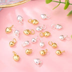FASHEWELRY Real 18K Gold Plated Heart Charms Platinum Brass Pendants with Loop for Bracelets Necklace DIY Jewelry Making, Wedding, Mother's Day Festival Gifts - color: Golden & Silver
