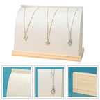 Cambered Necklace Display Stand with Flannelette Soft Mat Wood Jewelry Organizer Tabletop Display Holder for Necklaces, Choker Pendant (Beige) - color: Beige