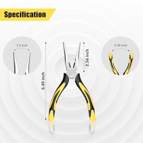 Premium Long Needle Nose Pliers-6’’, Paper Clamp Precision, High Carbon Steel, Soft Grip with Wire Cutter, Long Nose Cutting Pliers for Home, Fishing, Jewelry, Crafts,2pcs - style: Two-6in