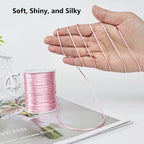 LUSTEMBER 330 Feet Satin Nylon String, 1 mm Silky Smooth Durable Nylon Cord for Jewelry Making, Bracelets, Beading, Necklaces, Macrame, Kumihimo, Rattail, and Chinese Knot Craft - size: Pink