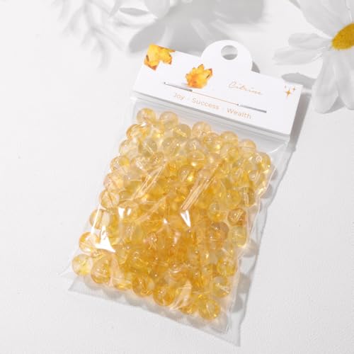 Raicegs 100pcs 8mm Citrine Beads Natural Gemstone Beads Round Loose Beads for Jewelry Making DIY Bracelets Necklace - color: Citrine, size: 8mm Round