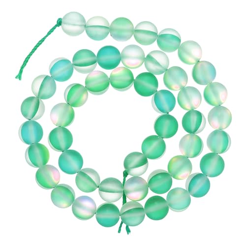 uxcell Matte Crystal Glass Beads 8mm Synthetic Frosted Shining Semi-Precious Round Loose Beads Synthetic Moonstone for Jewelry Making DIY Bracelet, Green - color: Green, size: 8mm