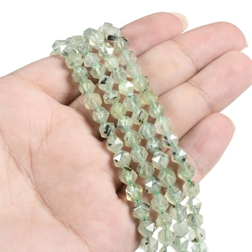 Prehnite 6mm Gemstone Triangle Faceted Round Loose Beads Strand 15.5" DIY Jewelry Making - color: Prehnite