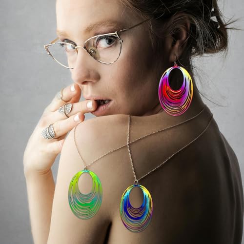 Dazzling Colorful Filigree Charms Hollow Out Multicolor Geometric Filigree Pendants for DIY Jewelry Making Earrings Necklaces Components - color: Ellipse-1