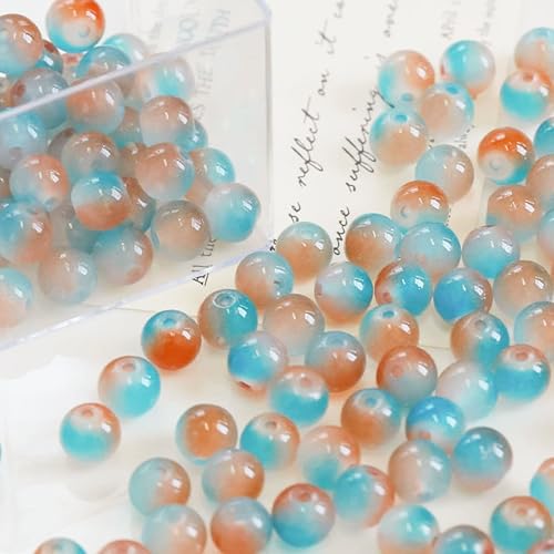 100 Pack 8mm Glass Beads for Jewelry Making, Graduated Color Mix, Bulk DIY Craft Supplies - color: Color1