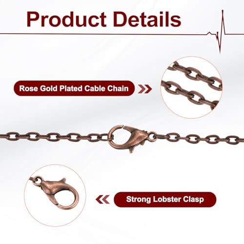 HARFINGTON 20 Pack 18 Inch Necklace Chains Bulk 2mm Red Copper Plated Cable Chains with Lobster Clasps for Jewelry Making - color: Red Copper, size: 18 Inch x 2mm