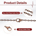 HARFINGTON 20 Pack 18 Inch Necklace Chains Bulk 2mm Red Copper Plated Cable Chains with Lobster Clasps for Jewelry Making - color: Red Copper, size: 18 Inch x 2mm