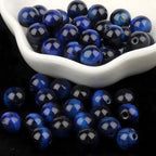 100pcs Natural Stone Beads 8mm Blue Tiger Eye Round Genuine Real Stone Beading Loose Gemstone Hole Size 1mm DIY Charm Smooth Beads for Bracelets Necklaces Earrings Jewelry Making Crafts - color: Sapphire Blue Tiger Eye
