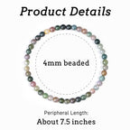 MAIBAOTA Healing Crystal Bracelet for Women Men, 8/4 mm Natural Stone Beaded Bracelets, Jewelry Birthday Gifts, Round Gemstones Stretch Bracelets - color: Multi-Indian Agate, size: 4 mm