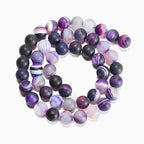 6mm Purple Stripe Agate Matte Round Natural Gematone Loose Beads for Jewelry Making DIY 1 Strand 15" - color: Matte Purple Stripe Agate, size: 6mm