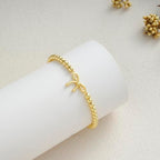 Mothers Day Gifts - Beaded Bracelets for Women 14K Silver Gold Plated Stretch Handmade Ball Bracelets Cute Charm Bracelet Dainty Stackable Cross Heart Bow Wave CZ Circle Trendy Jewelry Easter Gifts - color: bow