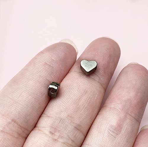 120 Pcs Heart Shape Spacer Beads Small Hole Spacer Beads Metal Loose Beads for Making Bracelet Necklace Earring Accessories DIY Handmade Craft (Gold/Silver/Gun Black) - color: Gold/Silver/Gun black