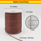 2 mm 330 Feet Satin Nylon Cord String for Jewelry Making Bracelet Necklaces Beading Thread Rattail Macrame Kumihimo Chinese Knot Craft - size: Brown