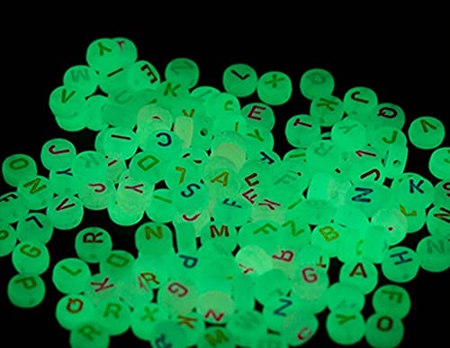 Amaney 600pcs 4x7mm Letter Beads Colorful Letter for Jewelry Making Glows in The Dark - color: Colorful Luminous