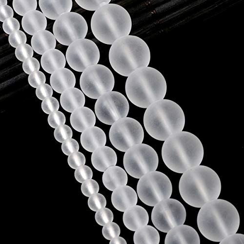 Natural Matte Gemstone Round Spacer Beads (4mm, Crystal Quartz) - color: Crystal Quartz, size: 4mm