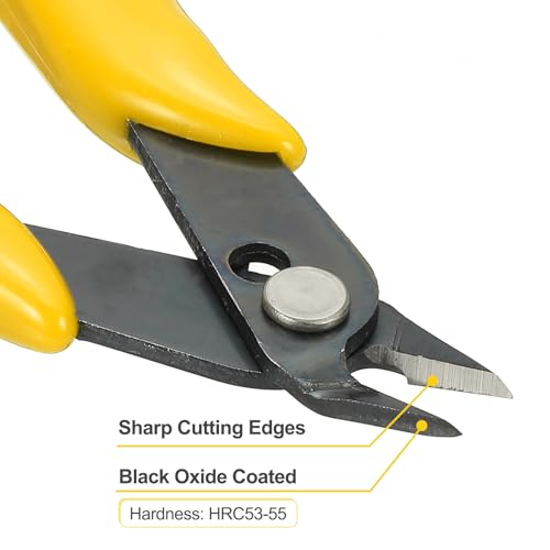 HARFINGTON 5" Flush Cut Pliers Small Precision Wire Cutter Side Cutter Diagonal Cutting Pliers for Jewelry Model Electronic 3D Print, Yellow - color: Yellow