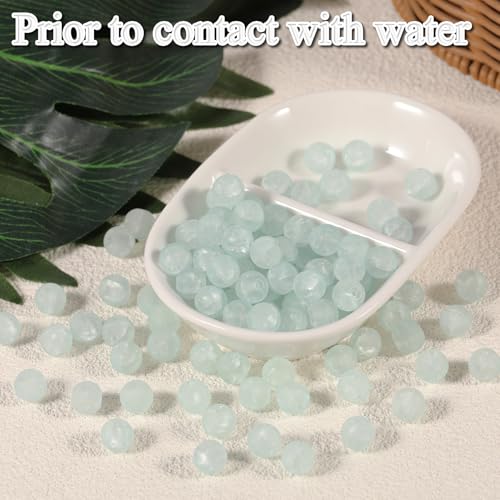 100Pcs Glass Beads 10mm Round Moon Frosted Cracked Water-Activated Transparent Glazed Beads, Ideal for DIY Bracelets Necklaces Phone Charms Craft Supplies (Light Blue) - color: Light Blue