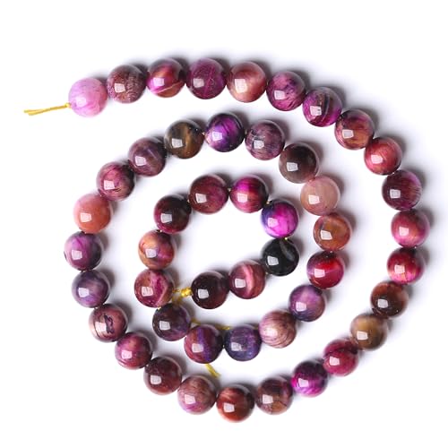 Natural Starry Sky Rose Pink Tiger Eyesr Stone Beads for Jewelry Making DIY Bracelet Necklace Jewelry Making 1 Strand 15.5inch 31PCS 12MM - color: Starry sky rose pink tiger eyes, size: 12mm