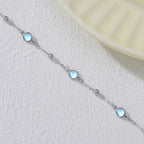 HPQQ Anklet Bracelet for Women 925 Sterling Silver Natural Stone Chain Bead Ankle Bracelet Beach Summer Fine Jewelry Mothers Day Birthday Gifts for Women Mom Wife - color: Anklet-9"-11"-Moonstone