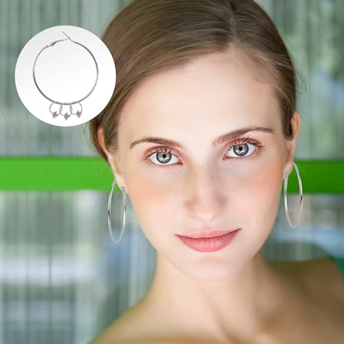 96PCS Hoop Earrings Finding, Round Hypoallergenic Earring Hoops, Stainless Steel Open Beading Hoop, for Women's Jewelry Making, DIY Earrings Crafts, 6 Sizes