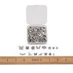 Beadthoven 150pcs/box Tibetan Silver Butterfly Flower Spacer Beads Owl Bird Dragonfly Bees Loose Beads Charms with 1-2mm Hole for Jewelry Crafts Making - color: Antique Silver-Butterfly-15 Style