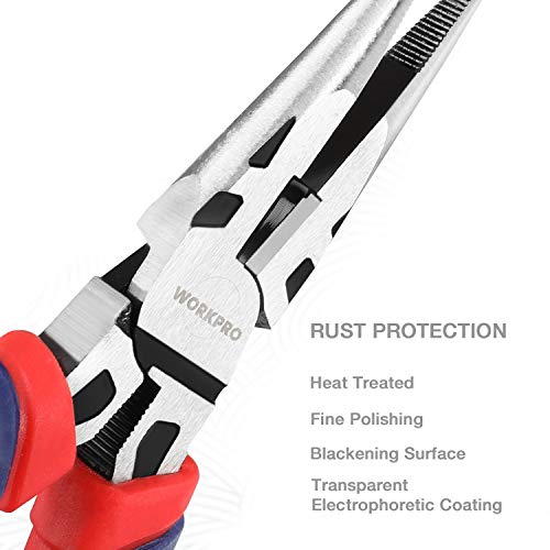 WORKPRO Pliers Set, Premium Cr-V Construction, Includes 6 Inch Slip Joint, Long Nose, Diagonal Cutting, 8 Inch Groove Joint, 7 Inch Linesman and Storage Pouch, for Basic Repair (Pack of 2) - size: 5-piece (Pack of 2)