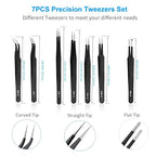 YHYZ 7pcs Precision Tweezers Set, Premium Anti-Static Stainless Steel ESD Tweezers Set Kit for Electronics, Sodlering, Jewelry, Craft, Laboratory Work, DIY (7PCS, Version) (7PCS, Version) - style: 7PCS, Version 1