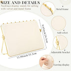 Colingmill 2 Pack Necklace Display Stand for Vendors 14 x 9.7 Inch Large Velvet Necklace Display Stand Double-sided Chain Holder Beige Grey Chain Jewelry Holder for Selling Craft Show Exhibidores