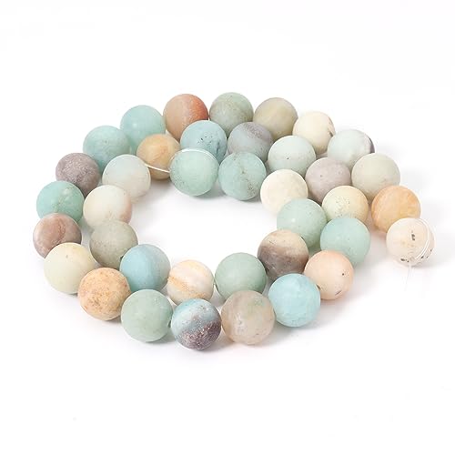 45pcs 8mm Natural Matte Amazonite Beads Energy Healing Crystal Round Loose Stone Beads for Jewelry Making, DIY Bracelets Necklaces - color: Matte Amazonite, size: 8mm