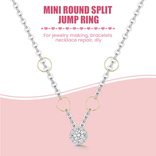 500 Pcs Double Open Jump Rings Kit, Zinc Alloy Mini Round Split Craft Jump Keychains Key Ring with Double Loops Connectors for Jewelry Making, Bracelets, Necklace, DIY (5, 6, 8, 10, 12mm) - color: Gold