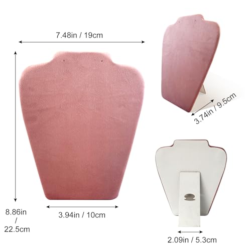 6Pcs/Set Necklace&Earring Display stand Velvet Jewelry Set Easel Display Rack Jewelry Display Stand for Vendors Jewelry Bust (Pink, M) - size: M