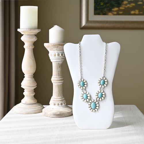 MOOCA White Faux Leather MDF Wood Jewelry and Necklace Easel Display Stand, Set of 6 - color: White Faux Leather, 6 pcs