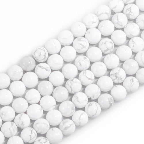 4mm Natural Gemstone Round Small Beads for Jewelry Making White Howlite Crystal Beads for Bracelets Neacklaces Earrings Craft Making Supplies (15"/Strand) - color: Howlite, size: 4mm (15"/Strand)