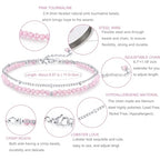 Peridot Stand Silver Gold Bracelets, Handmade Birthstone Stack Bracelet Crystal Gemstones Bead Chain Gift for Women, 8" - color: Silver-10-Oct Pink tourmaline