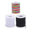 Elastic Jewelry Thread, 1mm Braided Thread, Used for Making Bracelets, Necklaces, DIY Crafts，Each roll 50 Meters, 3Rolls 150Meters (1 White+1 Black+1 Color) - color: 1 White+1 Black+1 Color