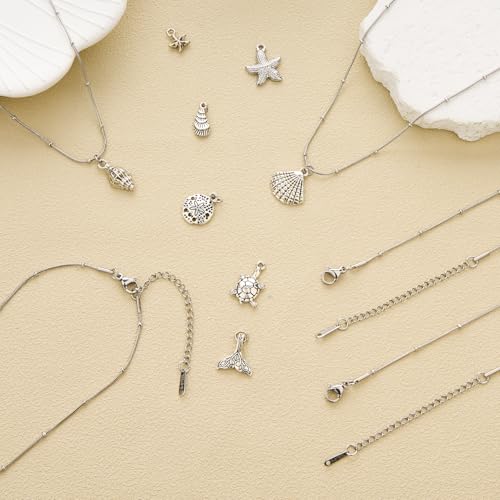 12 Pcs Stainless Steel Round Snake Clip Bead Chain Necklace for Women Man Silver DIY Jewelry Chain Necklace Bulk - color: Silver Snake Bead, size: 16 inches