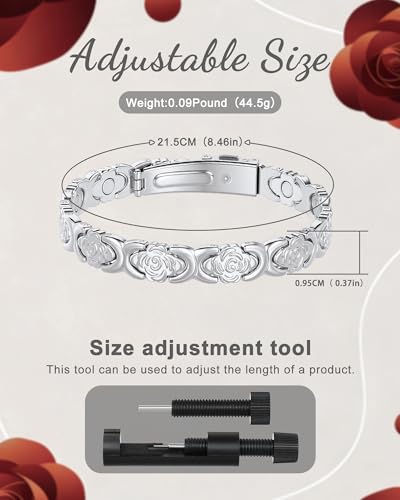 Magnetic Bracelets for Women, 99.99% Pure Copper Bracelet, 3800 Gauss, Adjustable Sizing, Women's Bracelets With Built-in Magnets, Gift Packaging, Fashion Jewelry Gift. - color: Silver