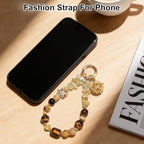TEAMOLA Natural Stone Phone Charm, Handmade Crystal Cellphone Chain for Universal, Beaded Healing Anti Theft Phone Wrist Strap with Tether Tab, Citrine & Tiger's Eye & Aromatic Ball Pendant - color: Gold & Yellow & Black