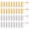 SUNNYCLUE 1 Box 40Pcs 24K Gold Plated Earring Findings Earring Stud with Hole Stainless Steel Ear Posts Retangle Ear Post and Backs for Jewelry Making Accessories DIY Crafts - color: 20pairs 24k Gold Plated & Stainless Steel Earring Findings