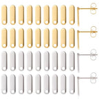 SUNNYCLUE 1 Box 40Pcs 24K Gold Plated Earring Findings Earring Stud with Hole Stainless Steel Ear Posts Retangle Ear Post and Backs for Jewelry Making Accessories DIY Crafts - color: 20pairs 24k Gold Plated & Stainless Steel Earring Findings