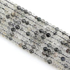 MJDCB 225pcs Natural Small Stone Beads 3mm Black Rutilated Quartz Round Smooth Loose Gemstone Bead for Jewelry Making Bracelets Earrings Necklaces Accessories - color: Black Rutilated Quartz