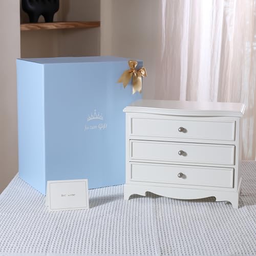 White Ballerina Musical Jewelry Box with Mirror for Girls and Women,Jewelry Storage Box, for Birthday,Valentine's Day and All Holidays,Great Gift for Daughter, Wife