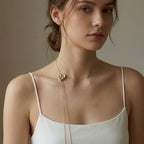 Gold Silver Necklace for Women Y Chain Adjustable Gold Long Necklaces Fashion Dainty Jewelry - color: gold F